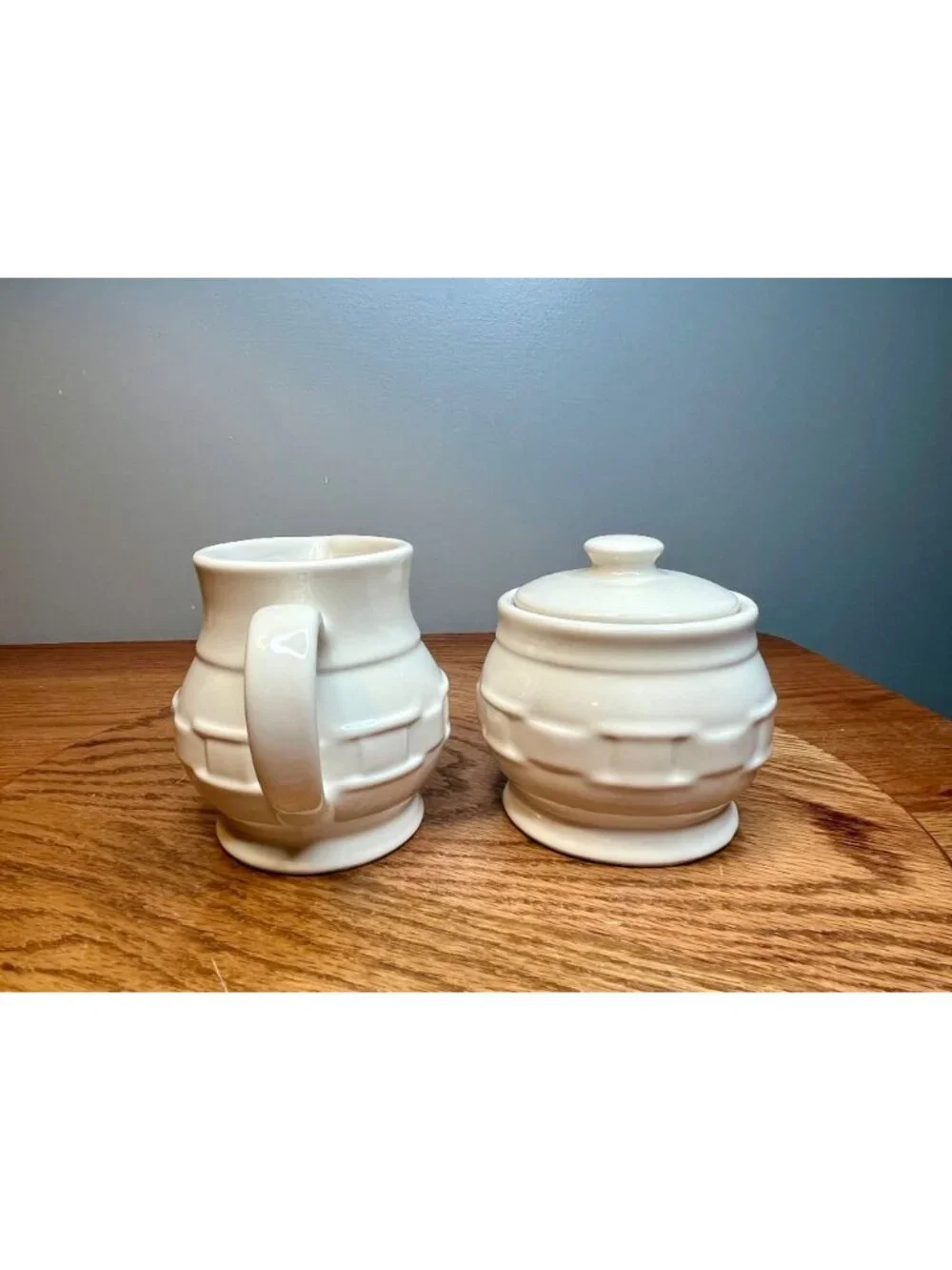 Longaberger Woven Traditions Ivory Sugar and Creamer Set